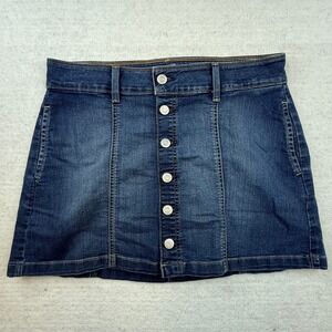 Y2K Guess Womens Denim Button Front Mini Skirt Dark Wash Medium 1990s retro